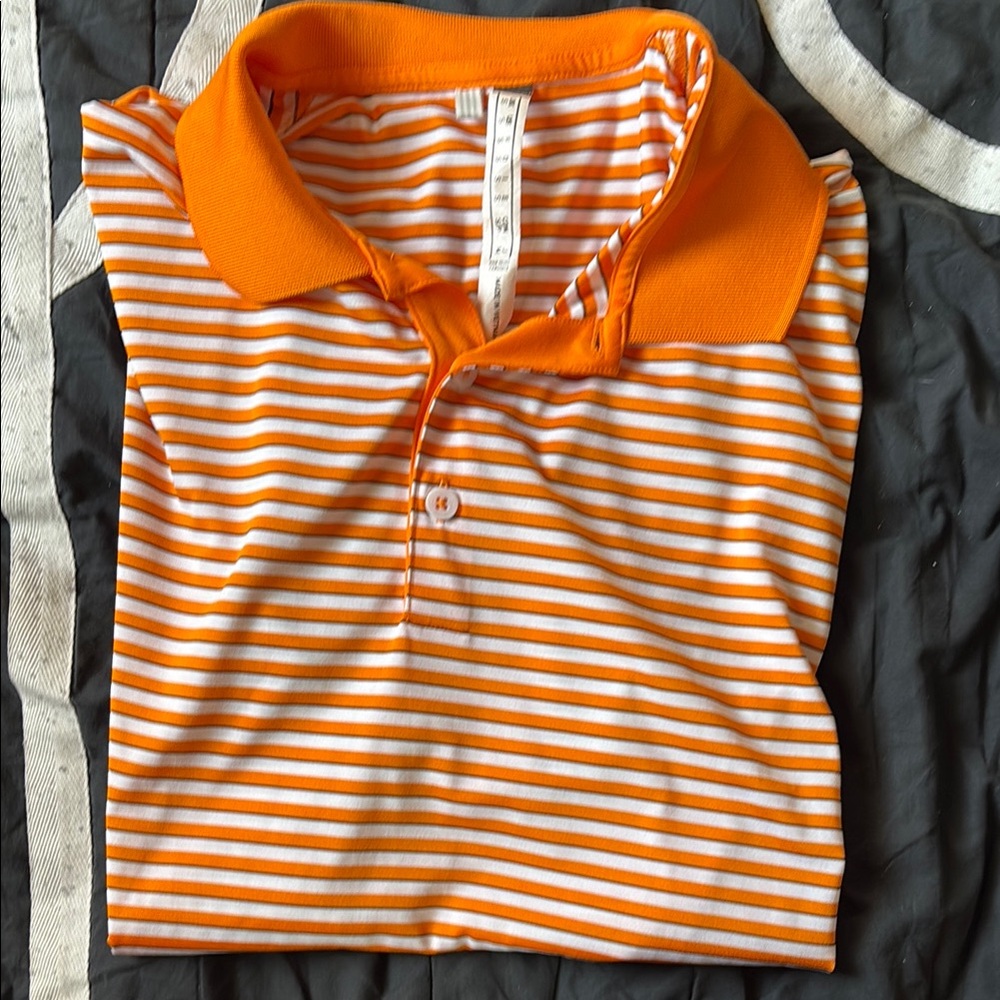 adidas Kids Polo Shirt in Orange and White Stripes